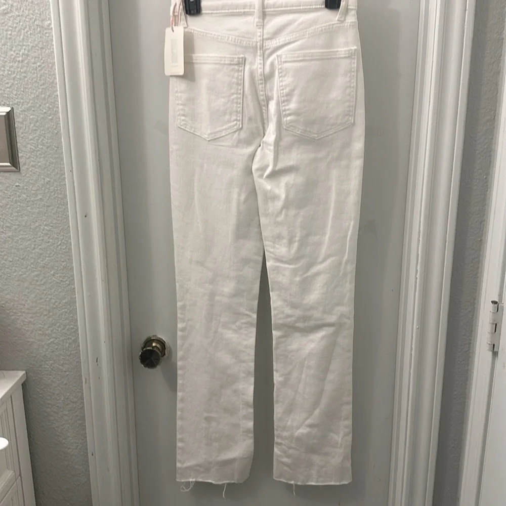 NWT GB High Rise Split Front Distressed Straight Leg Jeans - Picture 4 of 11